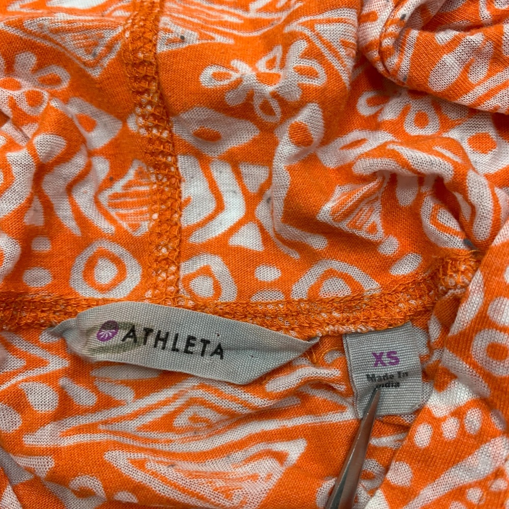 Athleta Hidden Lake Hoodie Red Orange Burnout Top - Picture 6 of 8